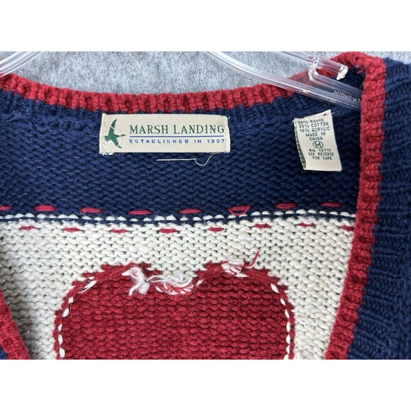 Marsh Landing Cardigan Size Medium Red Blue White USA Bear Stars Stripes Sweater - Picture 11 of 11
